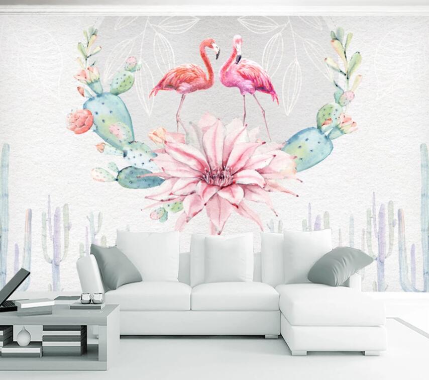 3D Cute Flamingo 139 Wall Murals Wallpaper AJ Wallpaper 2