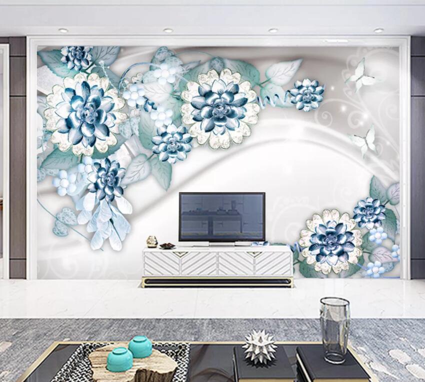 3D White Flowers 137 Wall Murals Wallpaper AJ Wallpaper 2