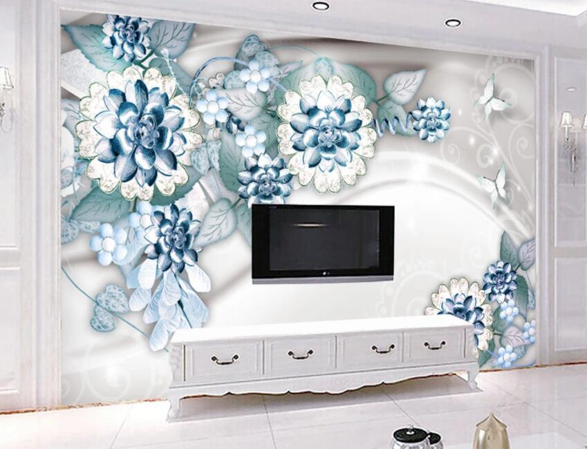 3D White Flowers 137 Wall Murals Wallpaper AJ Wallpaper 2