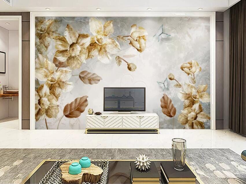 3D Yellow Leaves 1523 Wall Murals Wallpaper AJ Wallpaper 2