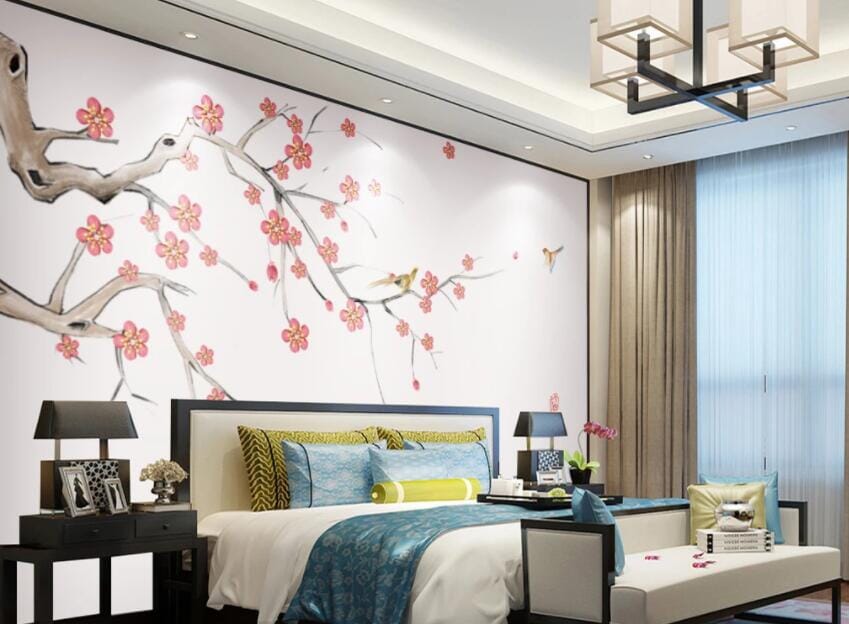 3D Red Plum Blossoms 1515 Wall Murals Wallpaper AJ Wallpaper 2