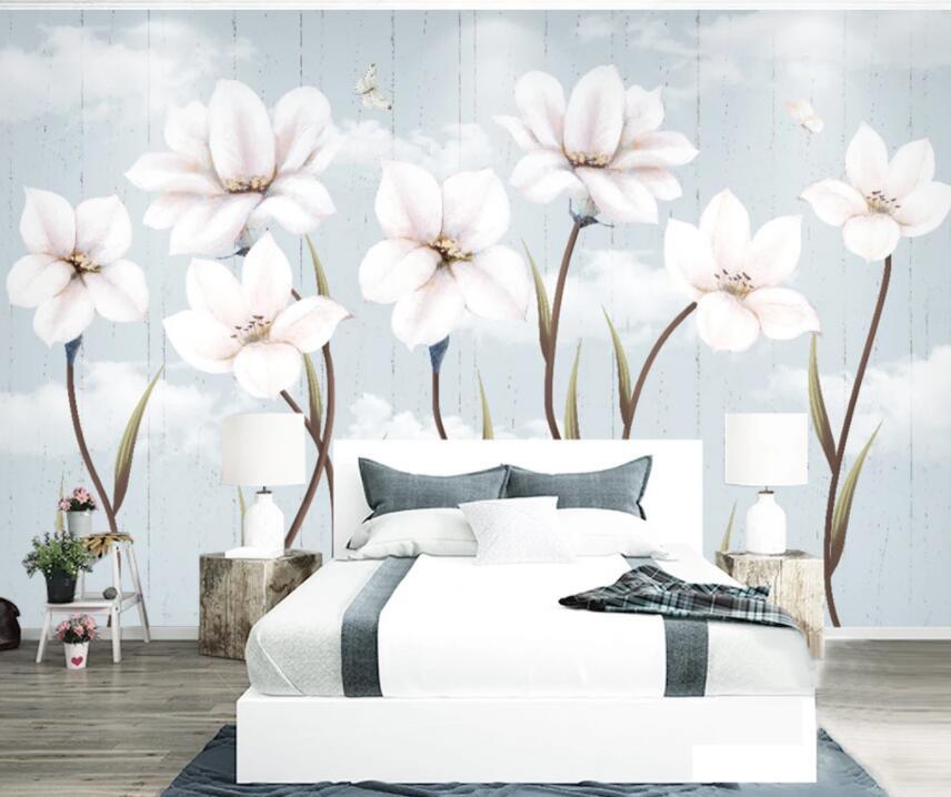 3D White Flowers 113 Wall Murals Wallpaper AJ Wallpaper 2