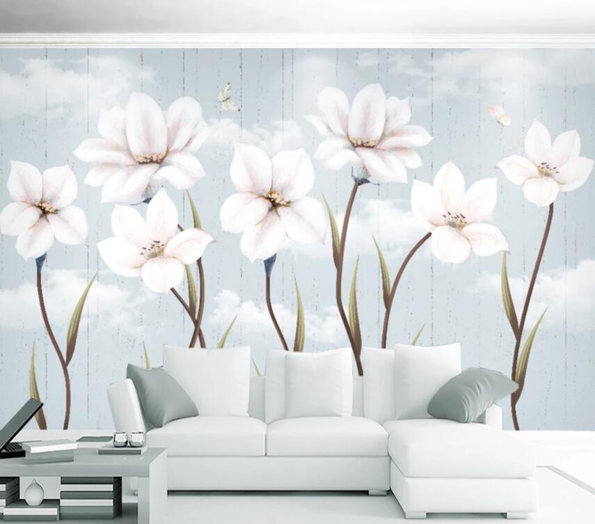 3D White Flowers 113 Wall Murals Wallpaper AJ Wallpaper 2