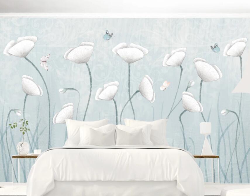 3D White Flowers 106 Wall Murals Wallpaper AJ Wallpaper 2