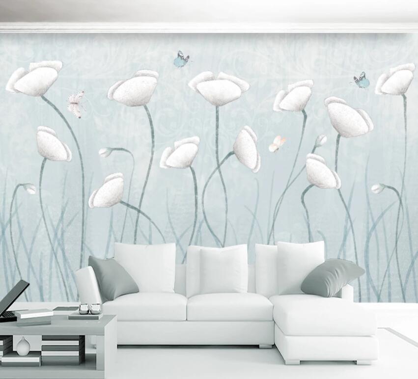 3D White Flowers 106 Wall Murals Wallpaper AJ Wallpaper 2