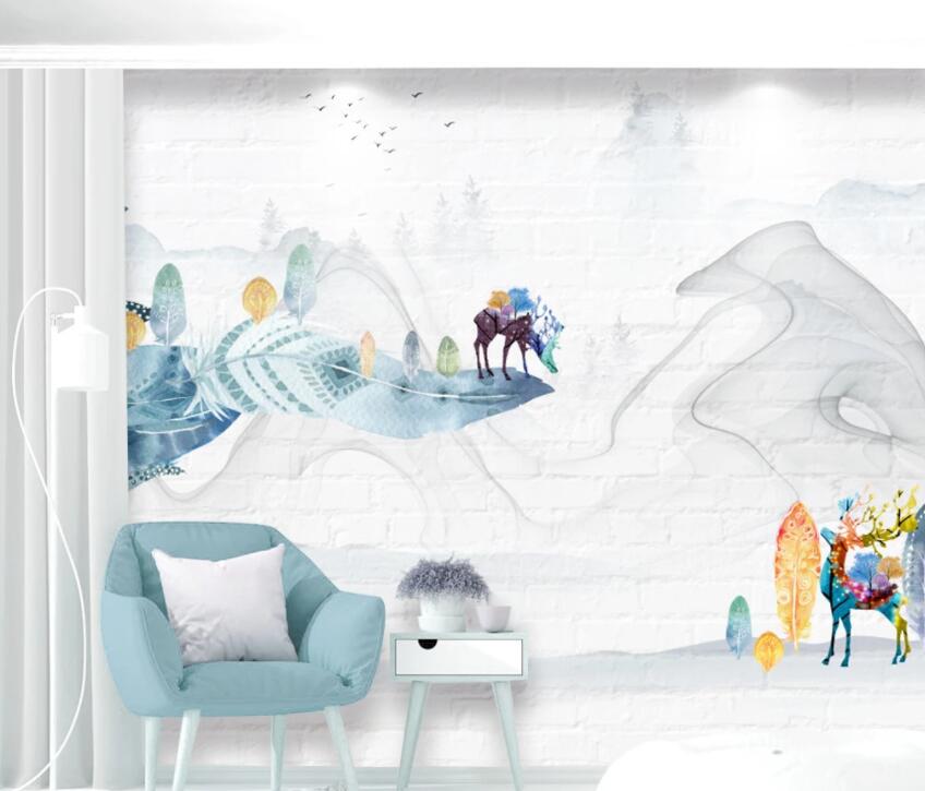 3D Little Deer Park 099 Wall Murals Wallpaper AJ Wallpaper 2