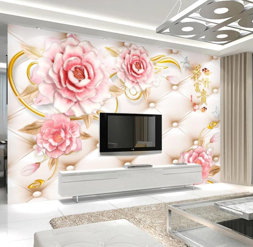3D Pink Flowers 1497 Wall Murals Wallpaper AJ Wallpaper 2