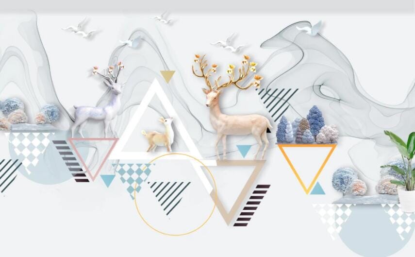 3D Geometric Elk 1494 Wall Murals Wallpaper AJ Wallpaper 2