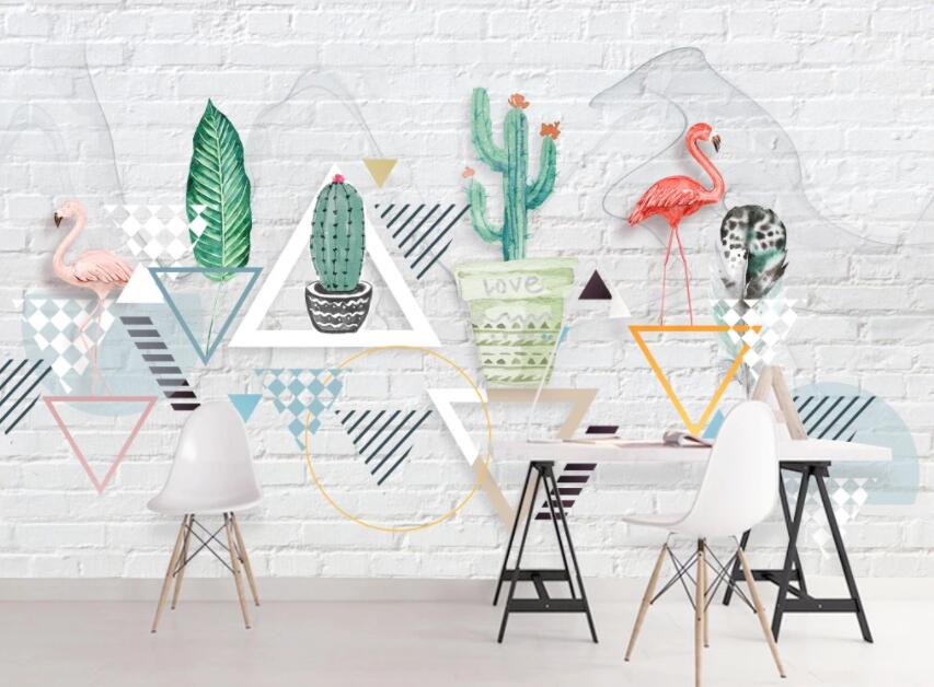 3D Plant Flamingo 093 Wall Murals Wallpaper AJ Wallpaper 2