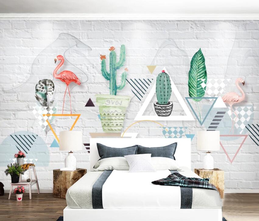 3D Plant Flamingo 093 Wall Murals Wallpaper AJ Wallpaper 2