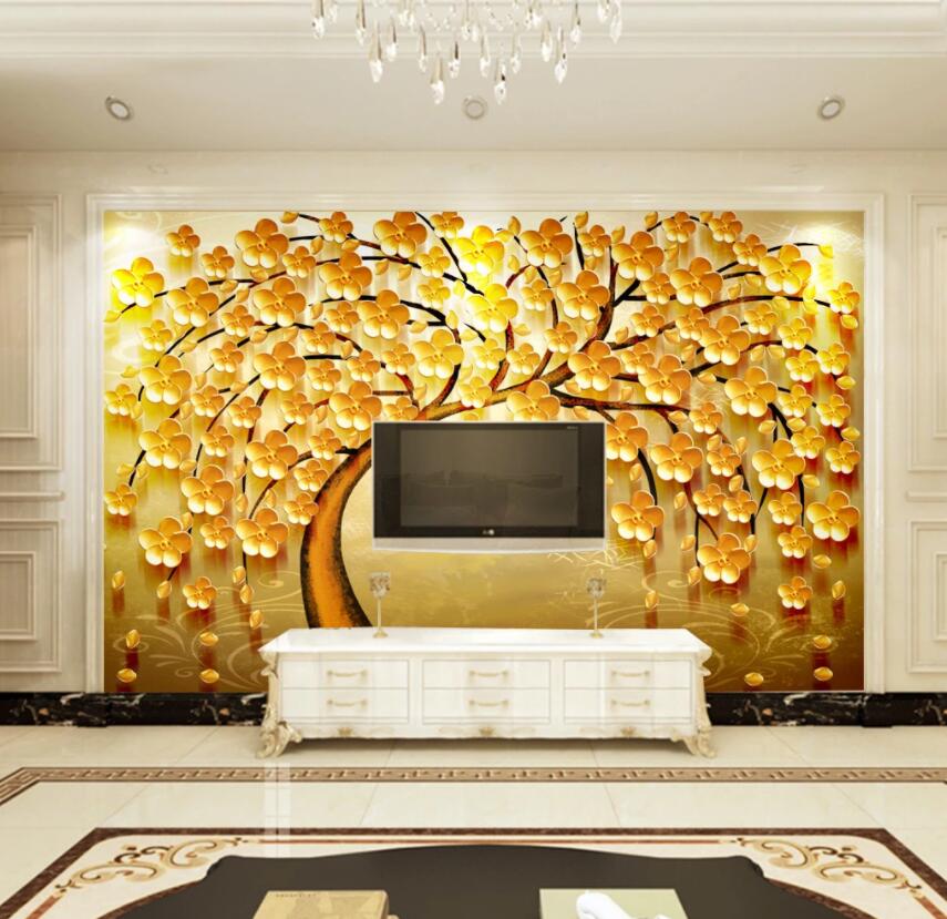 3D Golden Tree 077 Wall Murals Wallpaper AJ Wallpaper 2