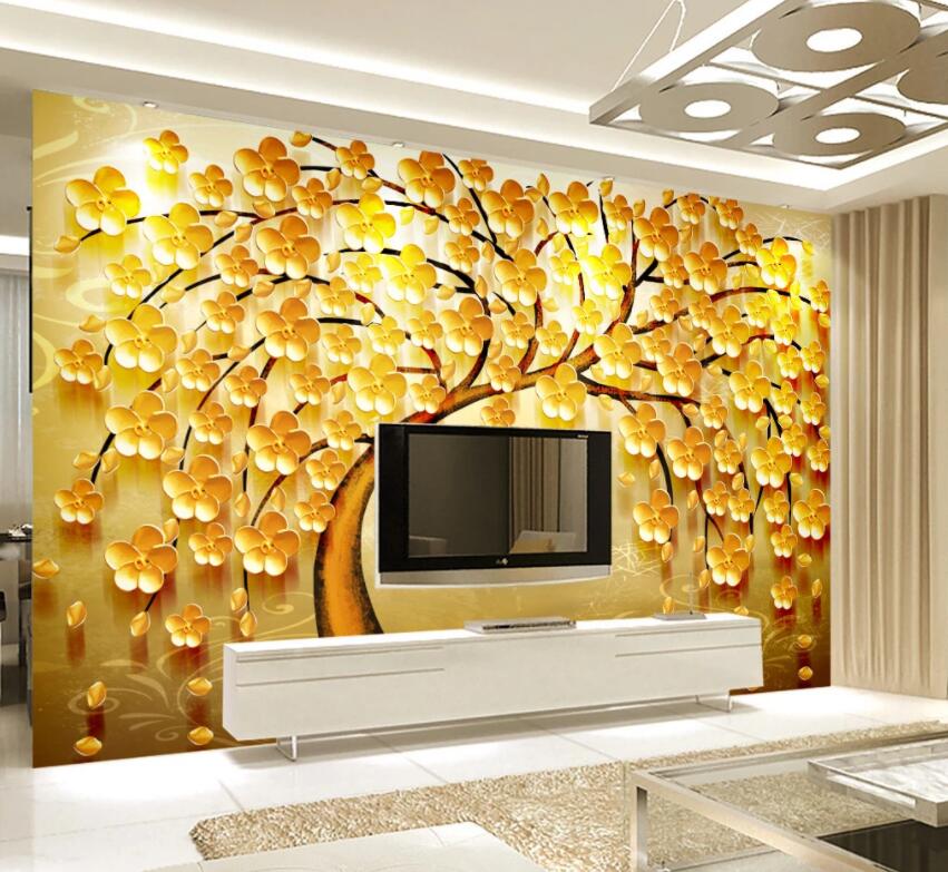 3D Golden Tree 077 Wall Murals Wallpaper AJ Wallpaper 2