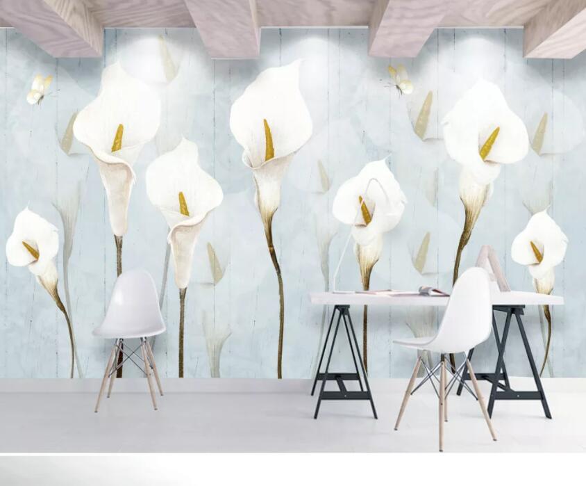 3D White Flowers 073 Wall Murals Wallpaper AJ Wallpaper 2