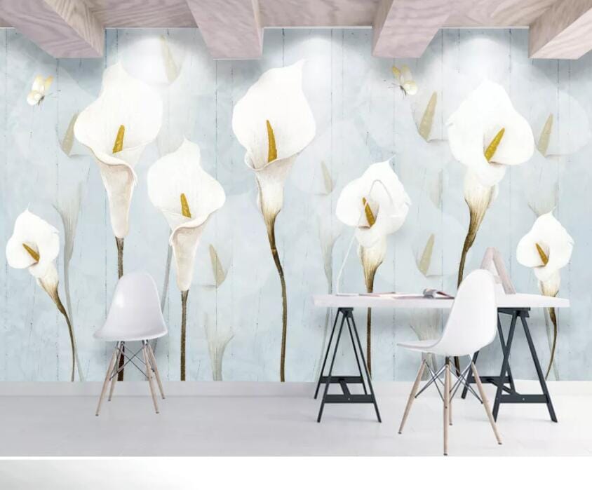 3D White Flowers 1473 Wall Murals Wallpaper AJ Wallpaper 2