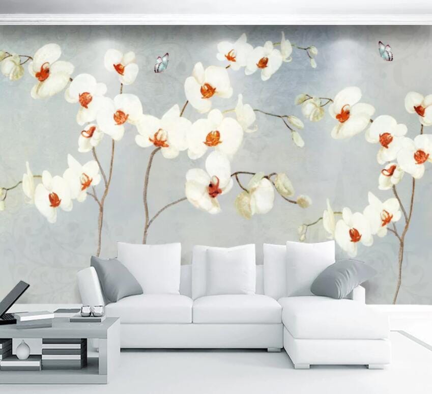 3D White Flowers 1470 Wall Murals Wallpaper AJ Wallpaper 2