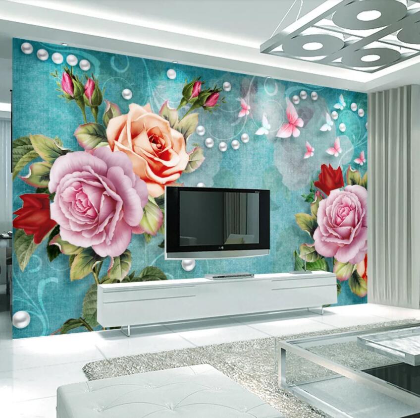 3D Colored Flowers 057 Wall Murals Wallpaper AJ Wallpaper 2