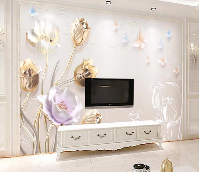 3D Colored Flowers 055 Wall Murals Wallpaper AJ Wallpaper 2