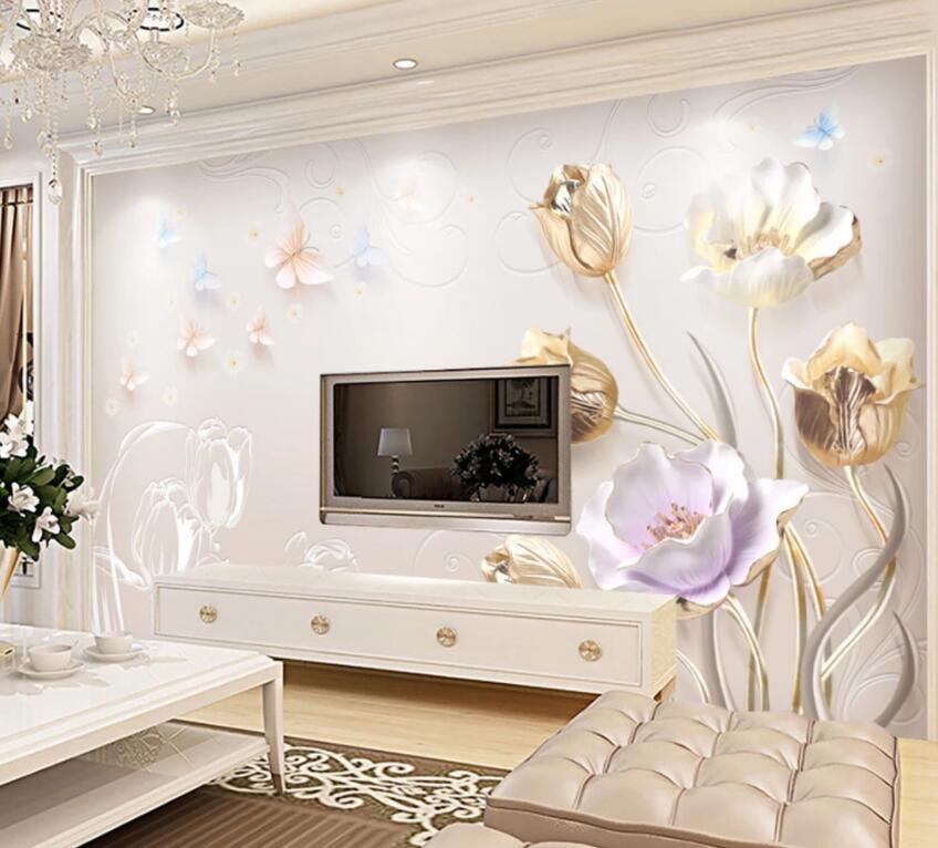 3D Colored Flowers 055 Wall Murals Wallpaper AJ Wallpaper 2