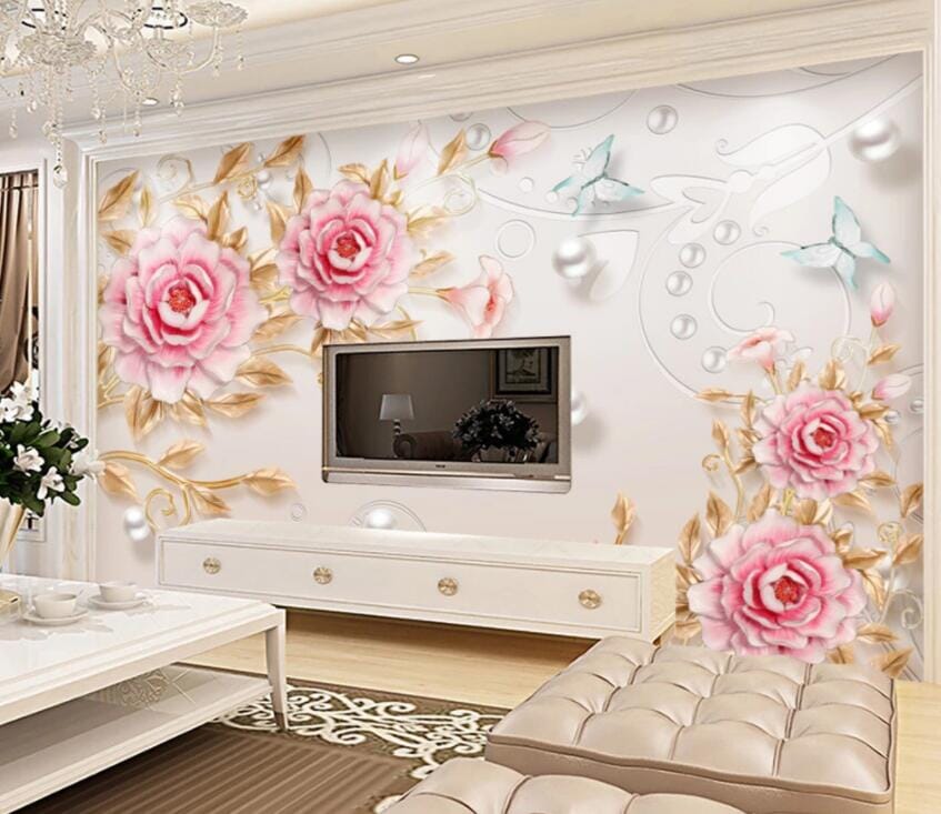 3D Pearl Flower 1453 Wall Murals Wallpaper AJ Wallpaper 2