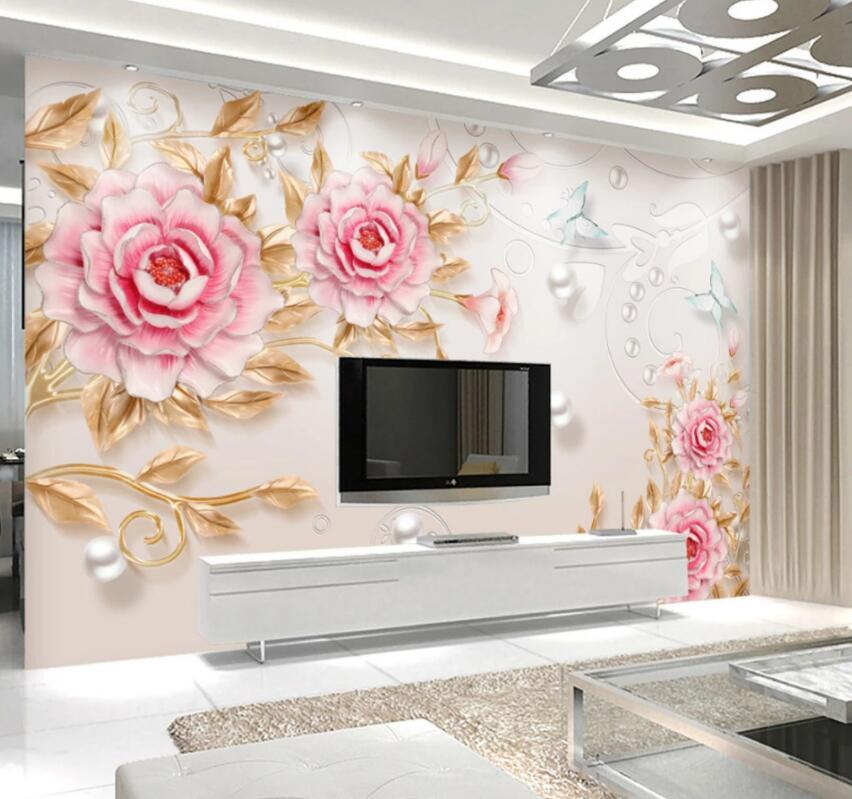 3D Pink Flowers 053 Wall Murals Wallpaper AJ Wallpaper 2