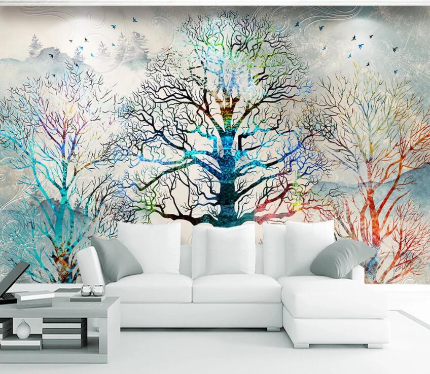 3D Color Tree 047 Wall Murals Wallpaper AJ Wallpaper 2