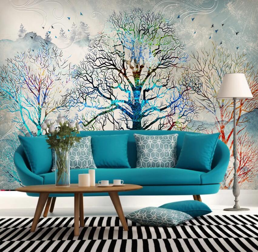 3D Color Tree 047 Wall Murals Wallpaper AJ Wallpaper 2