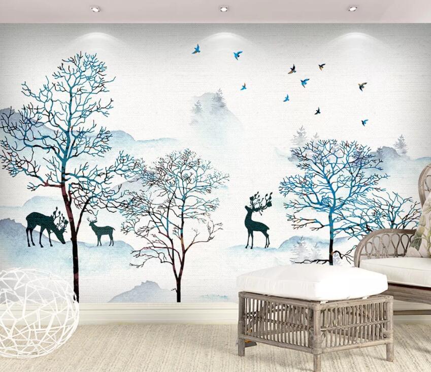 3D Deer Forest 1433 Wall Murals Wallpaper AJ Wallpaper 2