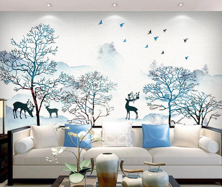 3D Deer Forest 1433 Wall Murals Wallpaper AJ Wallpaper 2