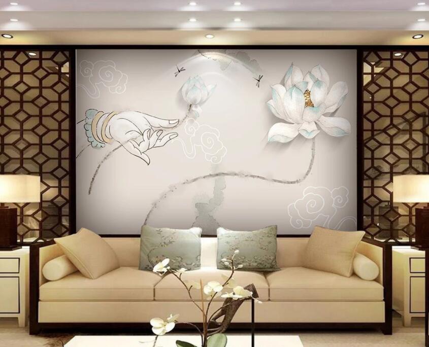 3D Lotus 1315 Wall Murals Wallpaper AJ Wallpaper 2