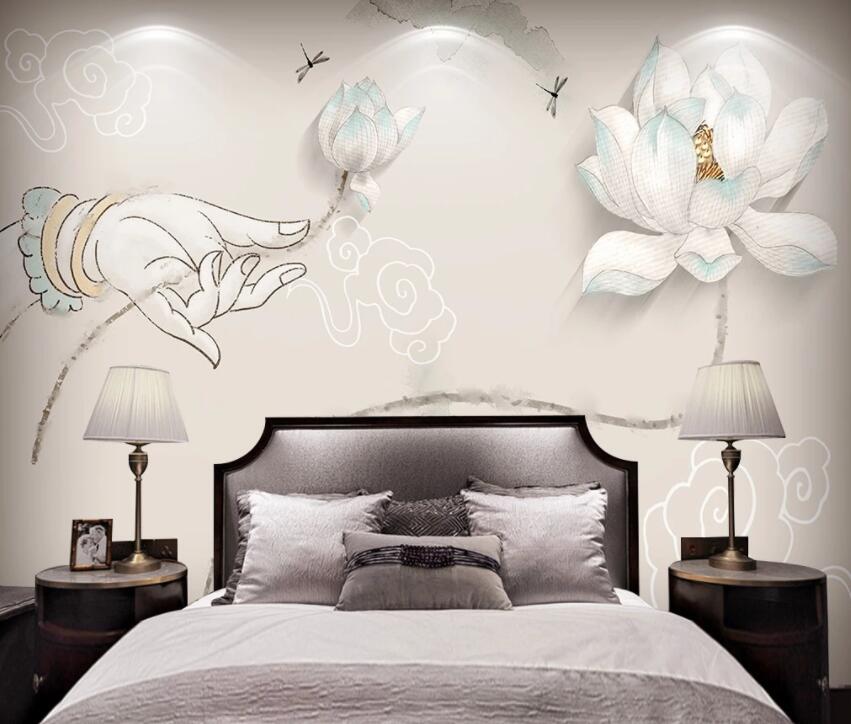 3D Lotus 1315 Wall Murals Wallpaper AJ Wallpaper 2