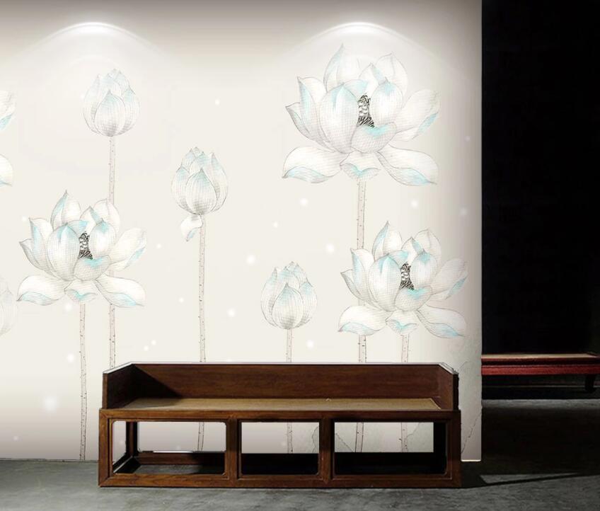 3D Lotus 1313 Wall Murals Wallpaper AJ Wallpaper 2