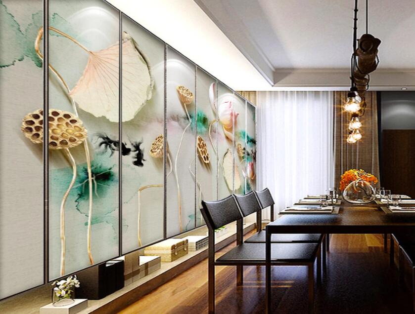 3D Lotus 1298 Wall Murals Wallpaper AJ Wallpaper 2