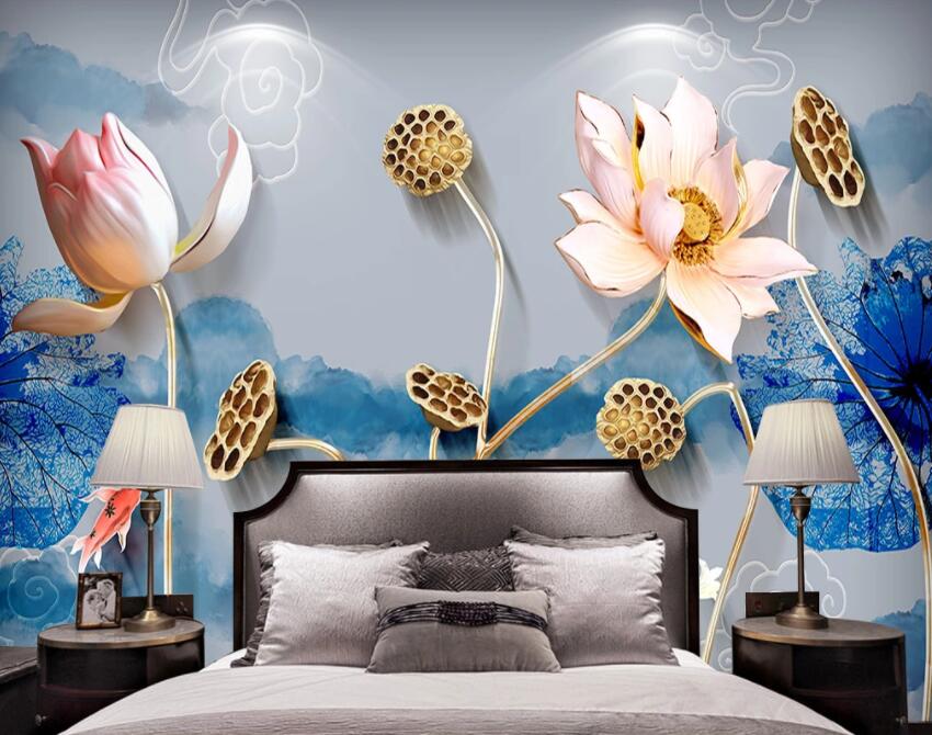 3D Lotus 1265 Wall Murals Wallpaper AJ Wallpaper 2