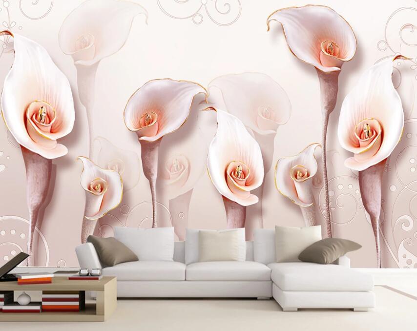 3D Pink Flowers 1204 Wall Murals Wallpaper AJ Wallpaper 2