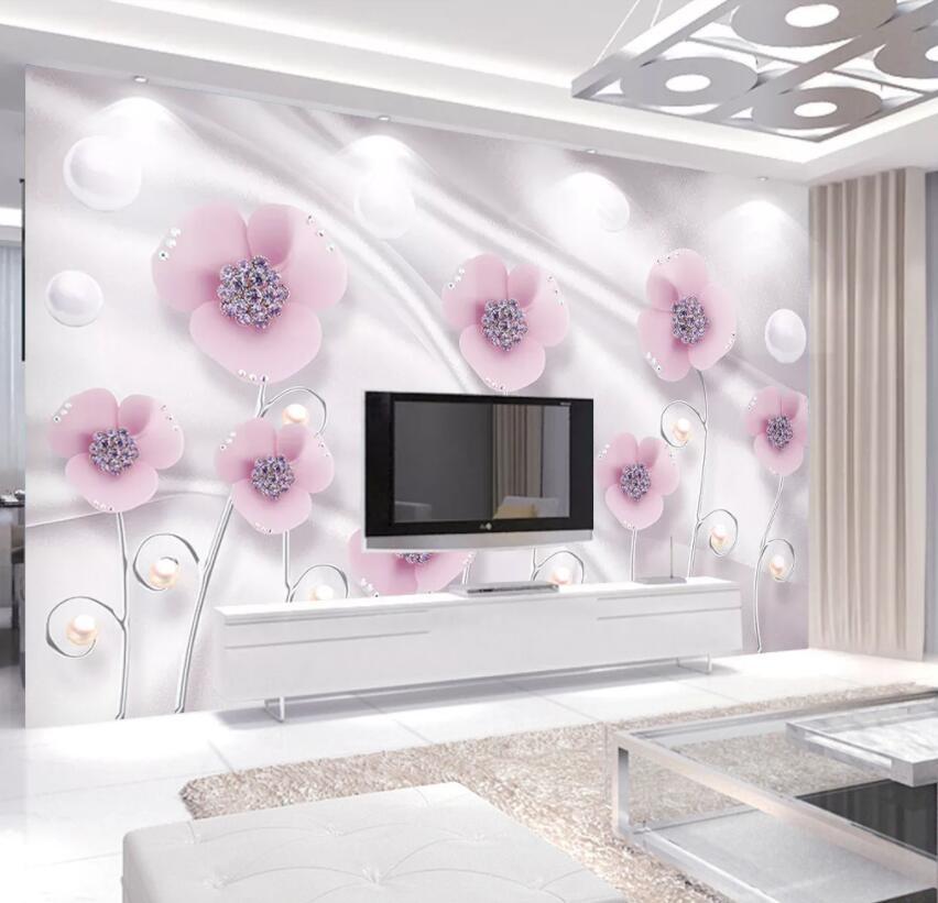 3D Pink Flowers 1172 Wall Murals Wallpaper AJ Wallpaper 2