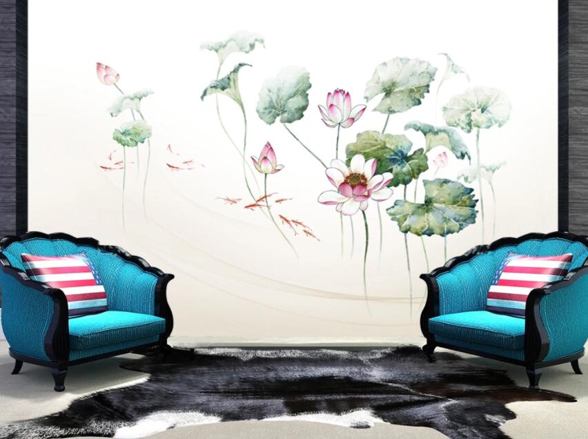 3D Lotus Pond 356 Wall Murals Wallpaper AJ Wallpaper 2
