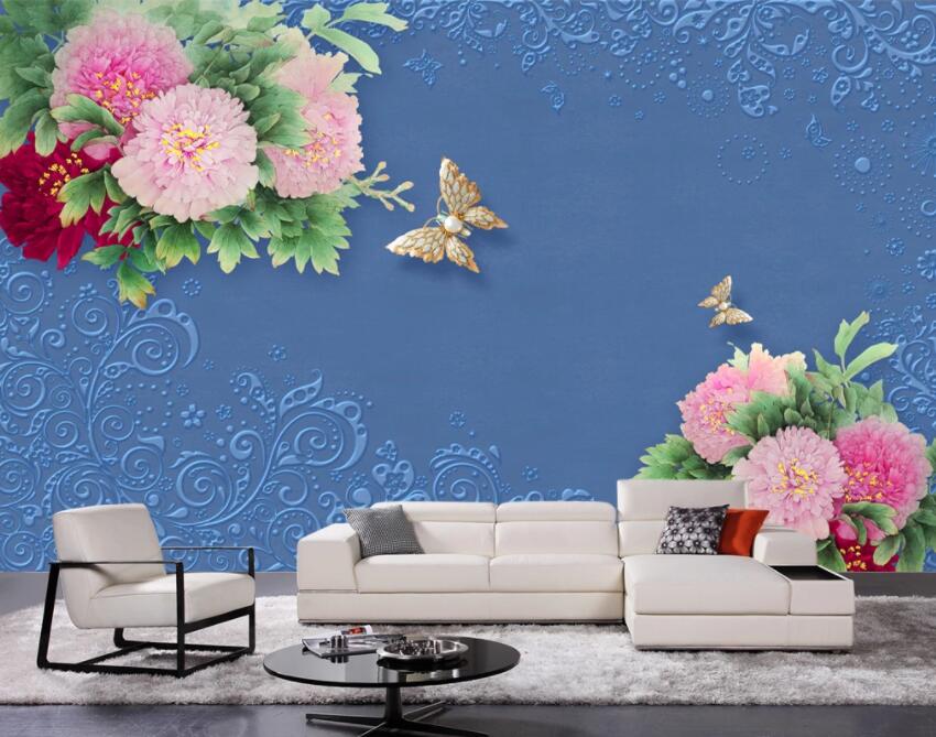 3D Color Flower Butterfly 246 Wall Murals Wallpaper AJ Wallpaper 2