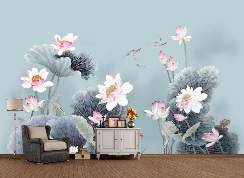 3D Lotus Goldfish 1571 Wall Murals Wallpaper AJ Wallpaper 2
