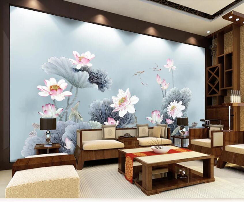 3D Goldfish Lotus 171 Wall Murals Wallpaper AJ Wallpaper 2