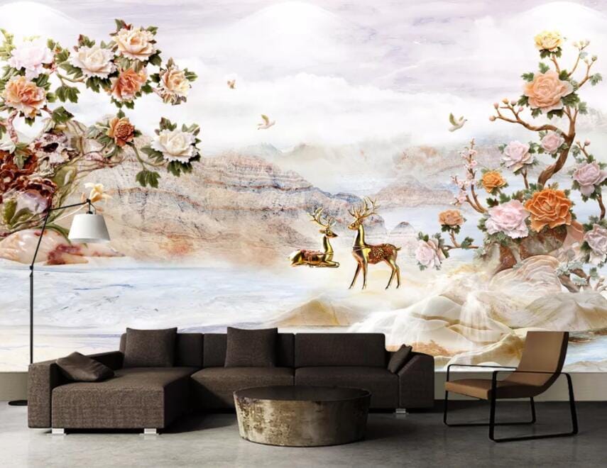 3D River Fawn 1551 Wall Murals Wallpaper AJ Wallpaper 2