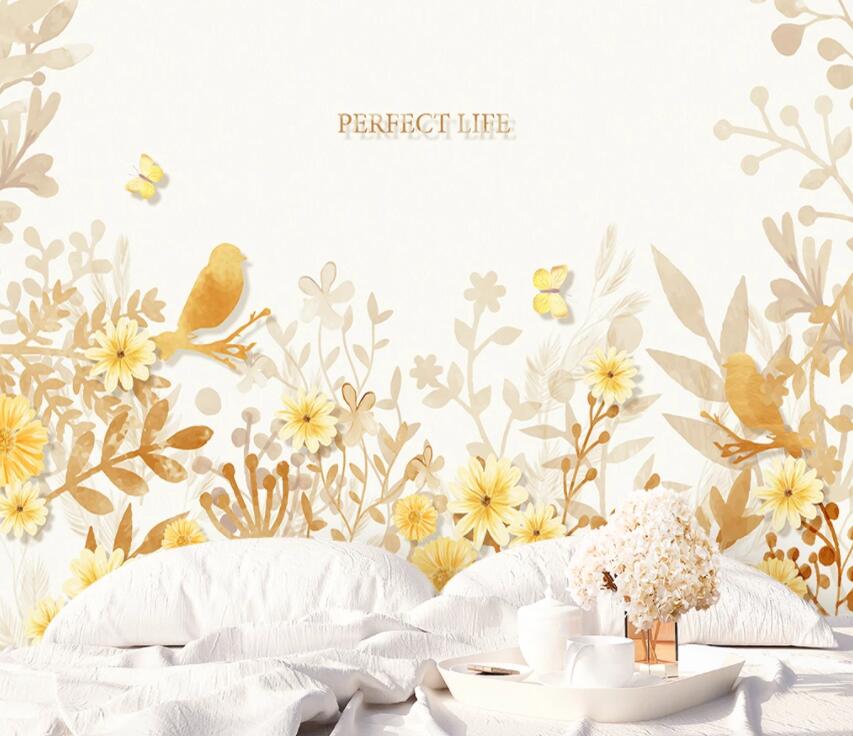 3D Yellow Leaves 550 Wall Murals Wallpaper AJ Wallpaper 2