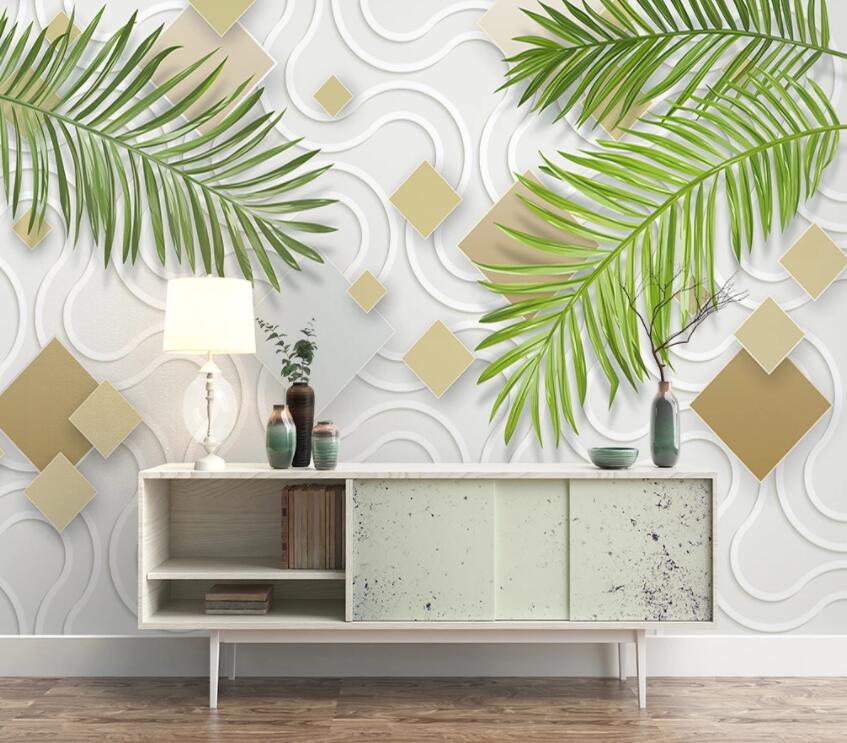 3D Green Leaves 539 Wall Murals Wallpaper AJ Wallpaper 2