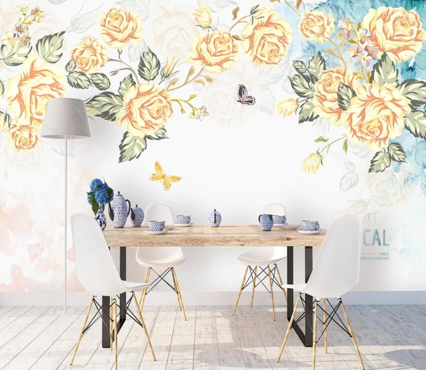3D Flower Butterfly 538 Wall Murals Wallpaper AJ Wallpaper 2