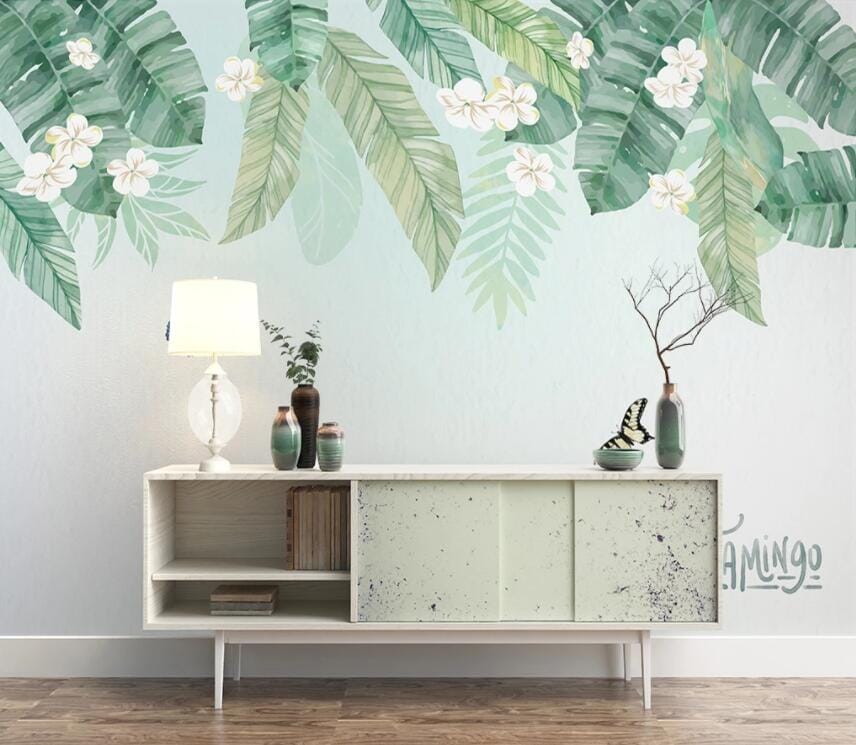 3D Green Leaf 1871 Wall Murals Wallpaper AJ Wallpaper 2