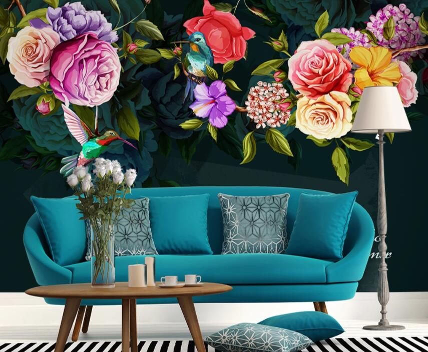 3D Colored Flowers 534 Wall Murals Wallpaper AJ Wallpaper 2