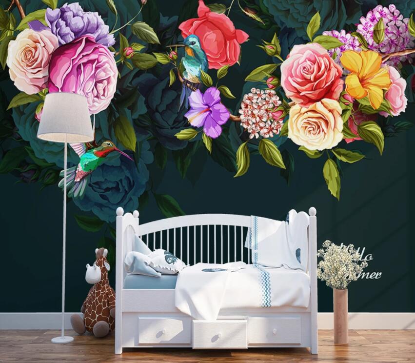 3D Colored Flowers 534 Wall Murals Wallpaper AJ Wallpaper 2
