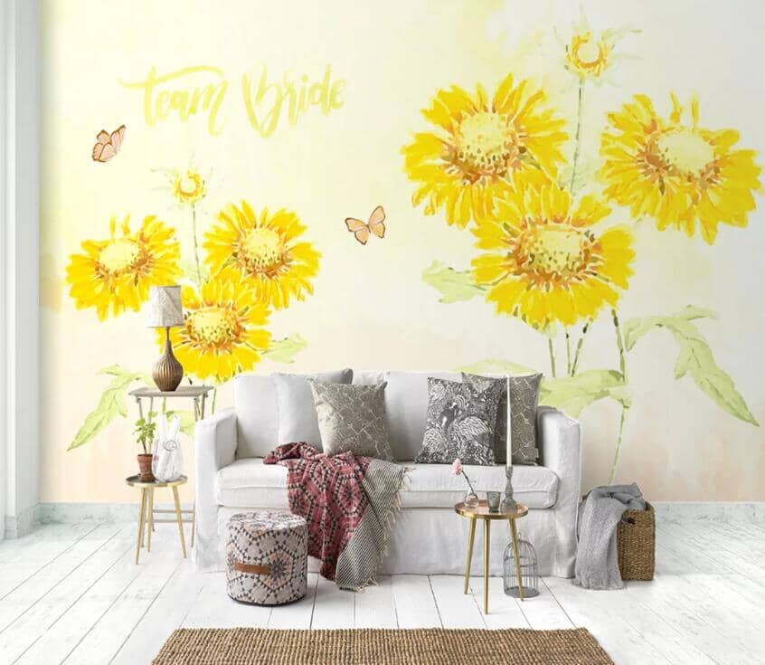 3D Sunflower 1864 Wall Murals Wallpaper AJ Wallpaper 2