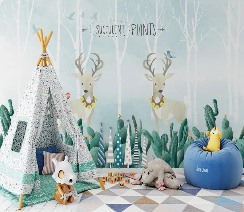3D Deer Plant 507 Wall Murals Wallpaper AJ Wallpaper 2