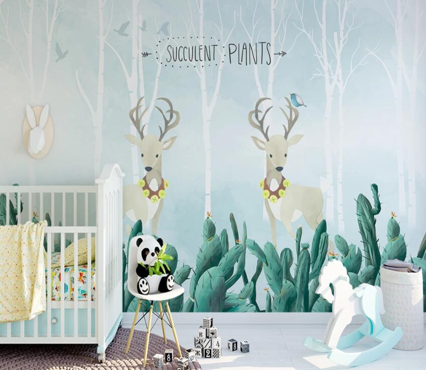 3D Deer Plant 507 Wall Murals Wallpaper AJ Wallpaper 2