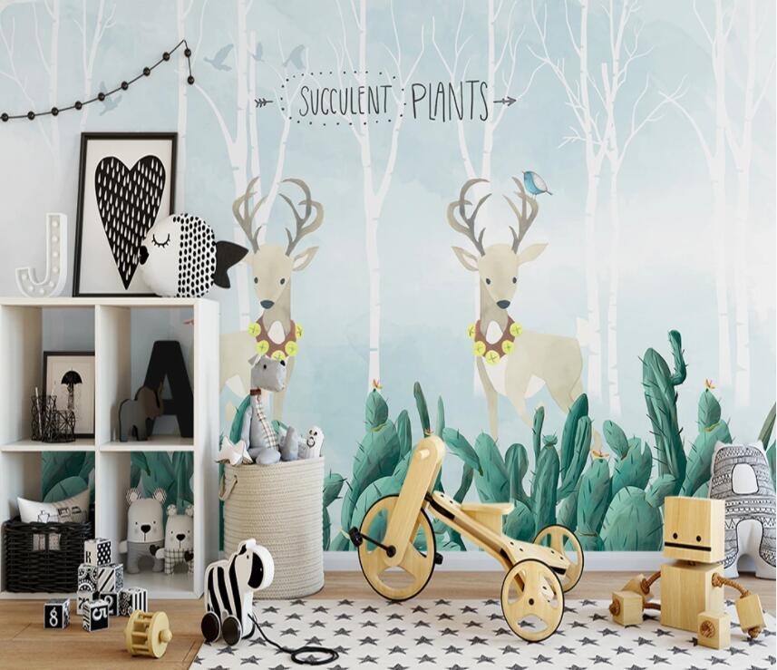 3D Deer Plant 507 Wall Murals Wallpaper AJ Wallpaper 2